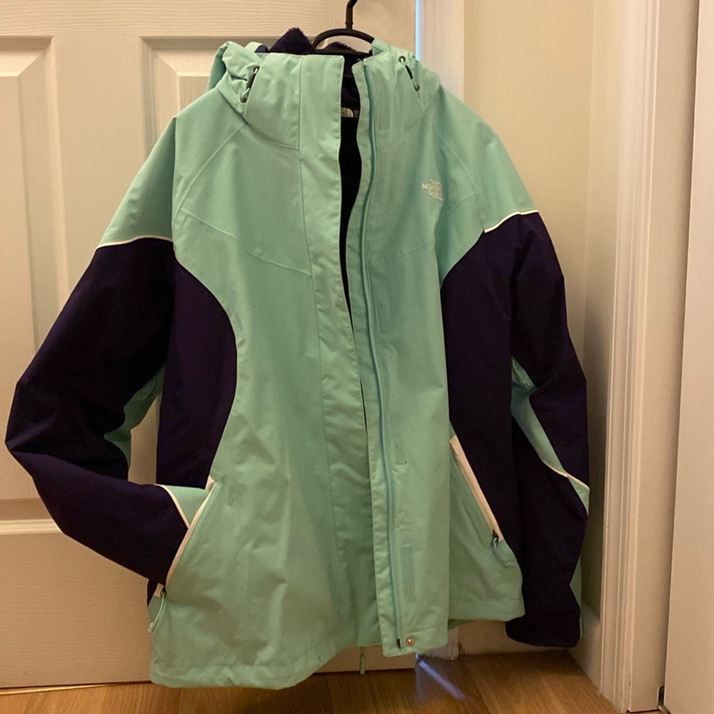 The North Face Ski Jacket, Sea Green & Dark Purple